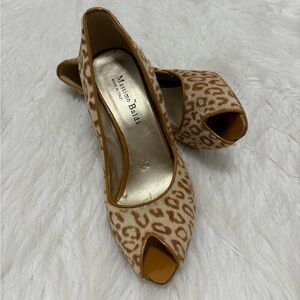 Massimo Baldi Calf Hair Leopard Print Peep Toe Heels